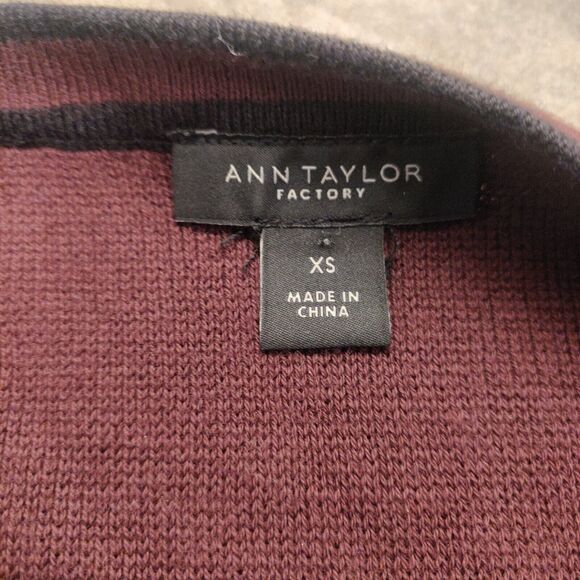 Ann Taylor Women's Cardigan Sweater Full Zip Size XS Black Trim Long Sleeve BP - Picture 3 of 6